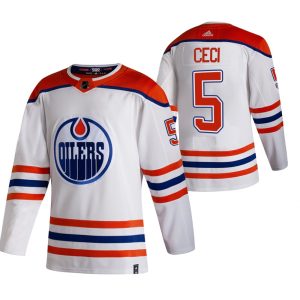 Herren Edmonton Oilers Eishockey Trikot Cody Ceci #5 Weiß 2021 Reverse Retro Special Edition